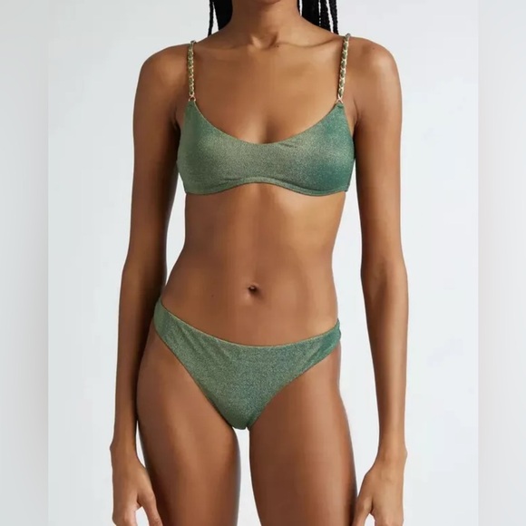 NWT Zimmermann Halliday Metallic Chain Strap Two-Piece Swimsuit - Picture 1 of 9
